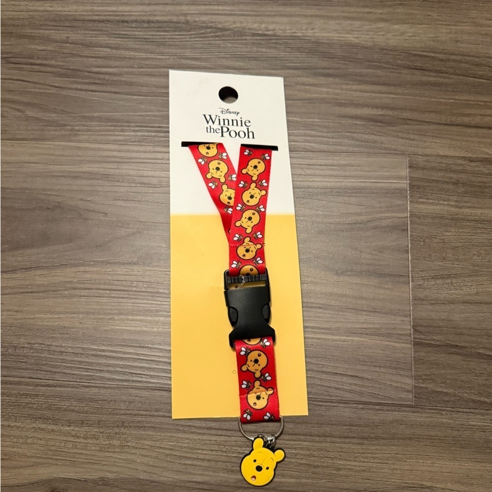 Disney Winnie the Pooh Red Key Chain and Lanyard -NWT
